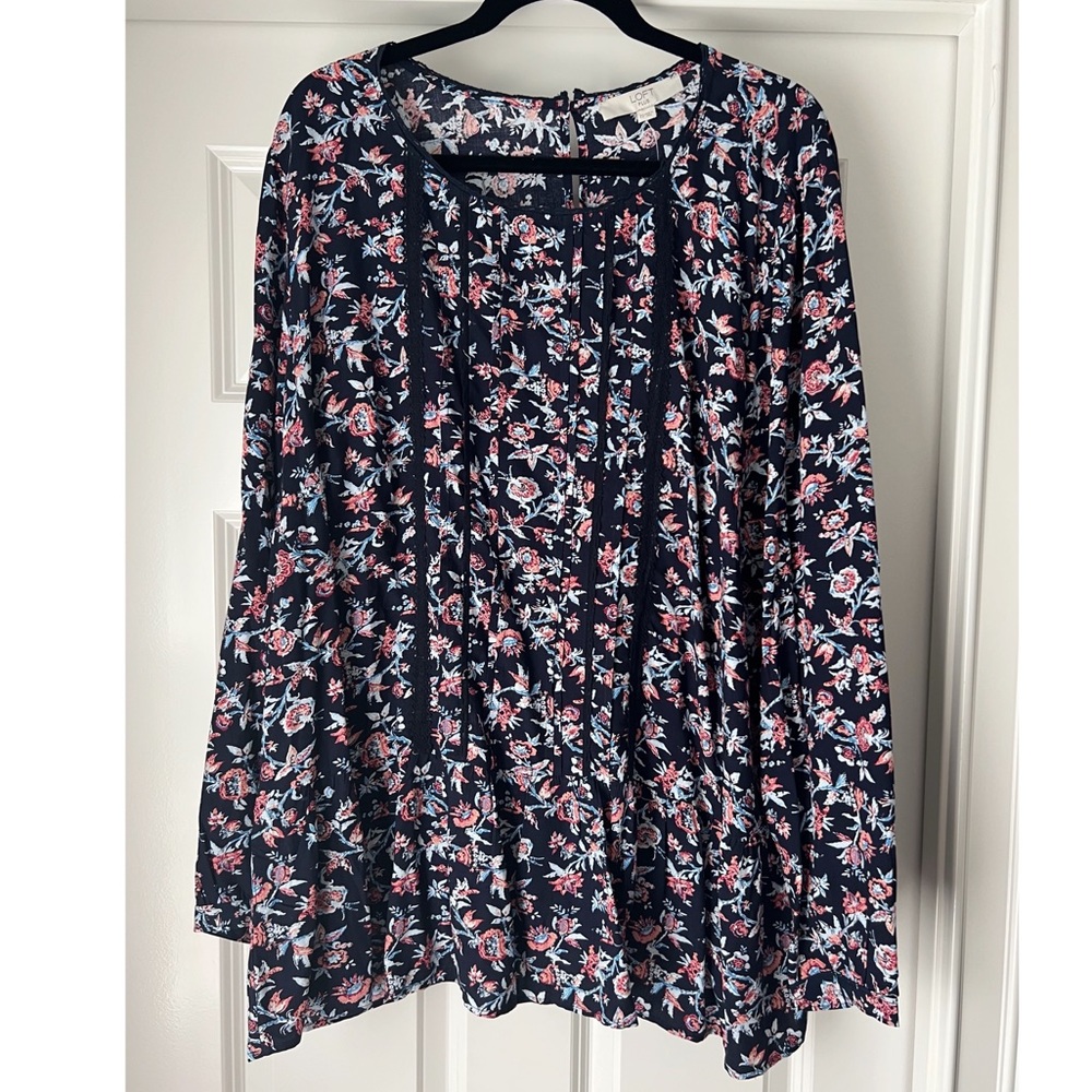 NWT LOFT Peplum Long Sleeve Top w/ Pleated Front Detail